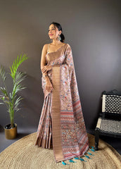 Assam Silk Kalamkari Digital Printed Saree