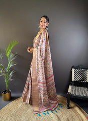 Assam Silk Kalamkari Digital Printed Saree