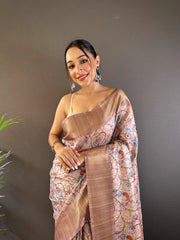 Assam Silk Kalamkari Digital Printed Saree