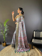 Assam Silk Kalamkari Digital Printed Saree