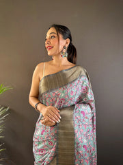 Assam Silk Kalamkari Digital Printed Saree