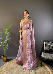 Assam Silk Kalamkari Digital Printed Saree