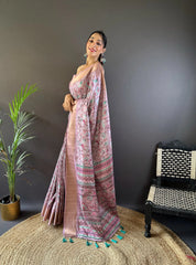 Assam Silk Kalamkari Digital Printed Saree