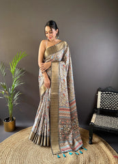 Assam Silk Kalamkari Digital Printed Saree