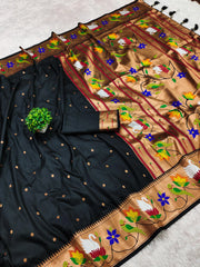 Soft Silk Meenakari Rajhans Lotus Pallu Saree