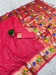 Soft Silk Meenakari Rajhans Lotus Pallu Saree