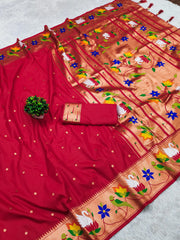 Soft Silk Meenakari Rajhans Lotus Pallu Saree