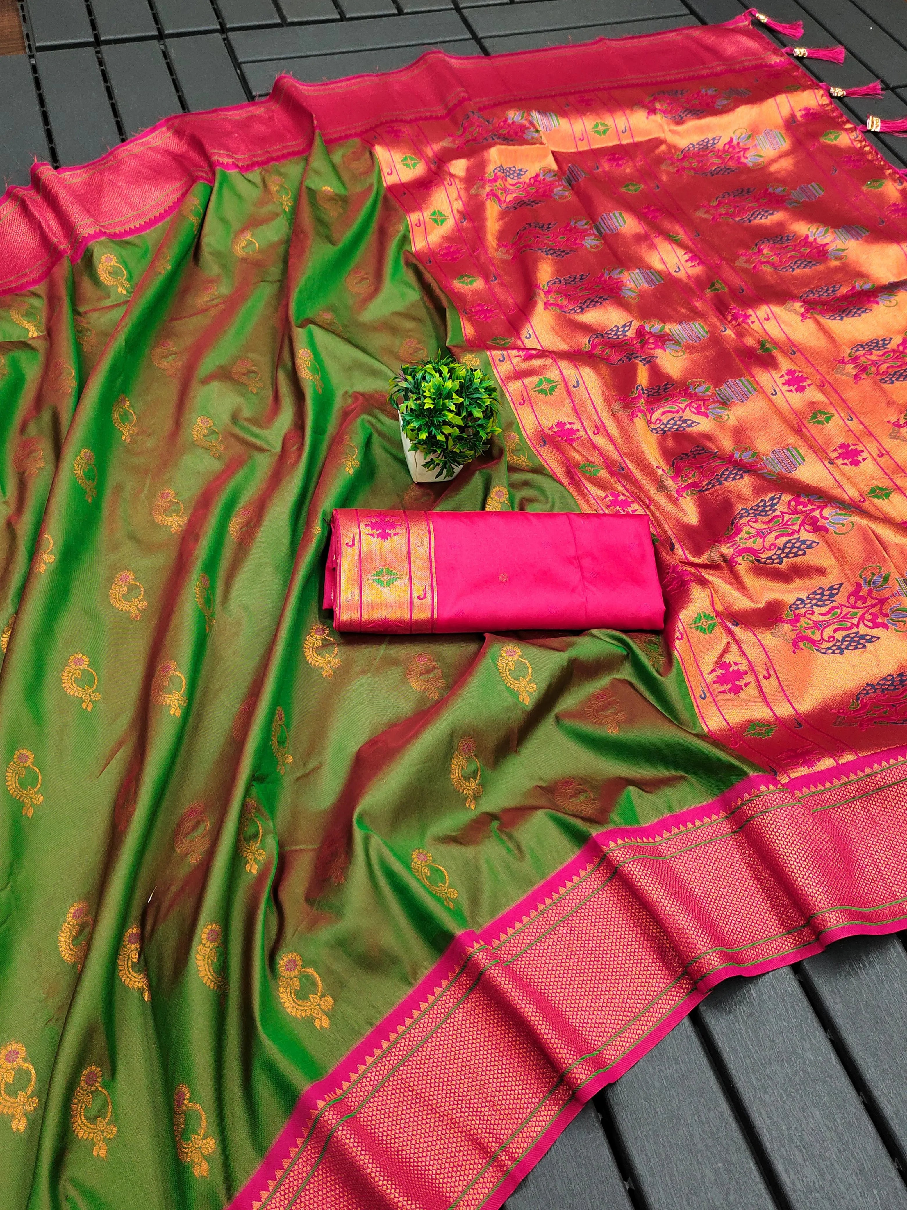 Designer Paithani Nath Paithani Saree