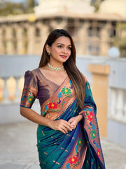 Soft Silk Peacock Design Paithani Saree