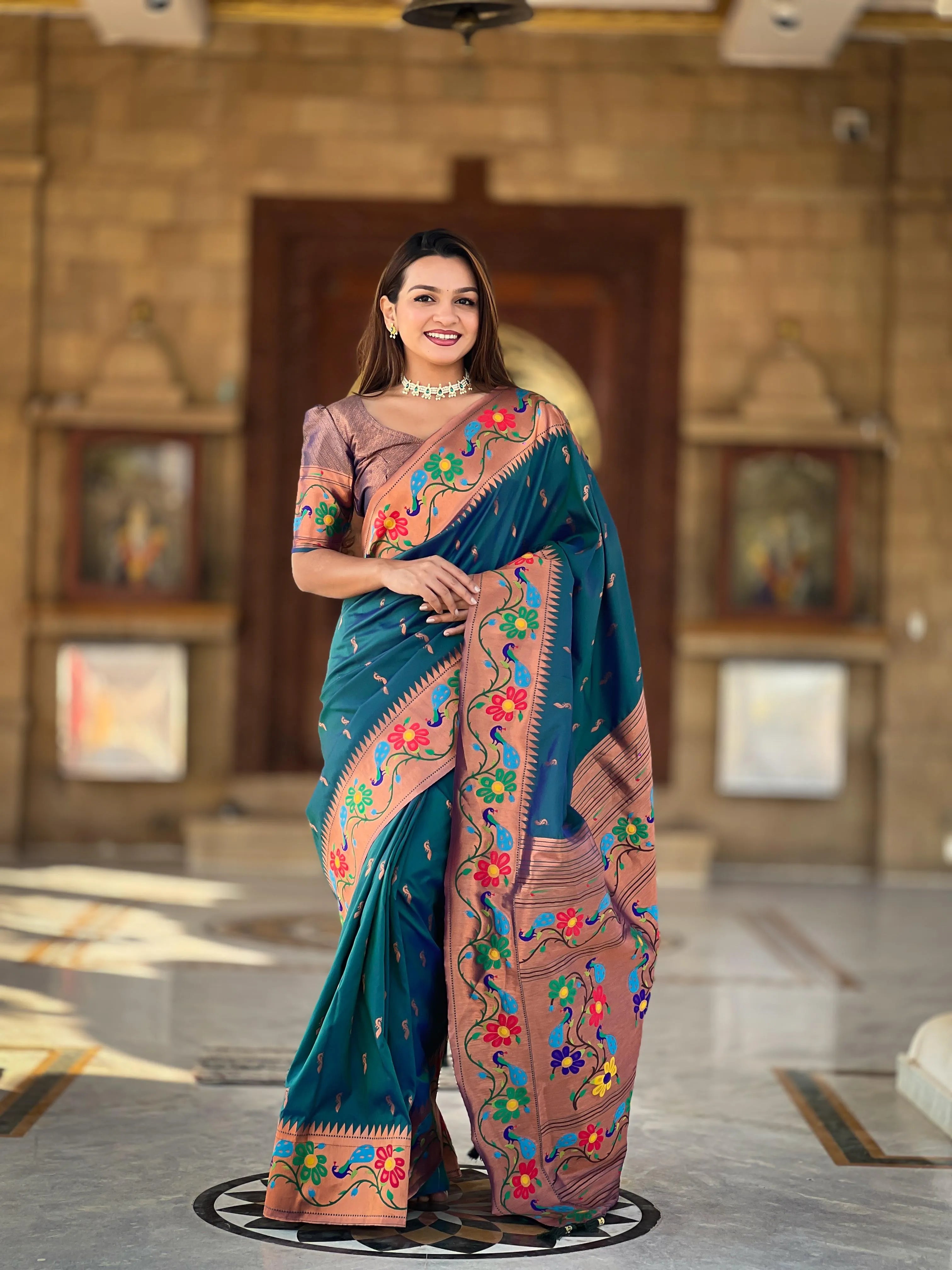 Soft Silk Peacock Design Paithani Saree