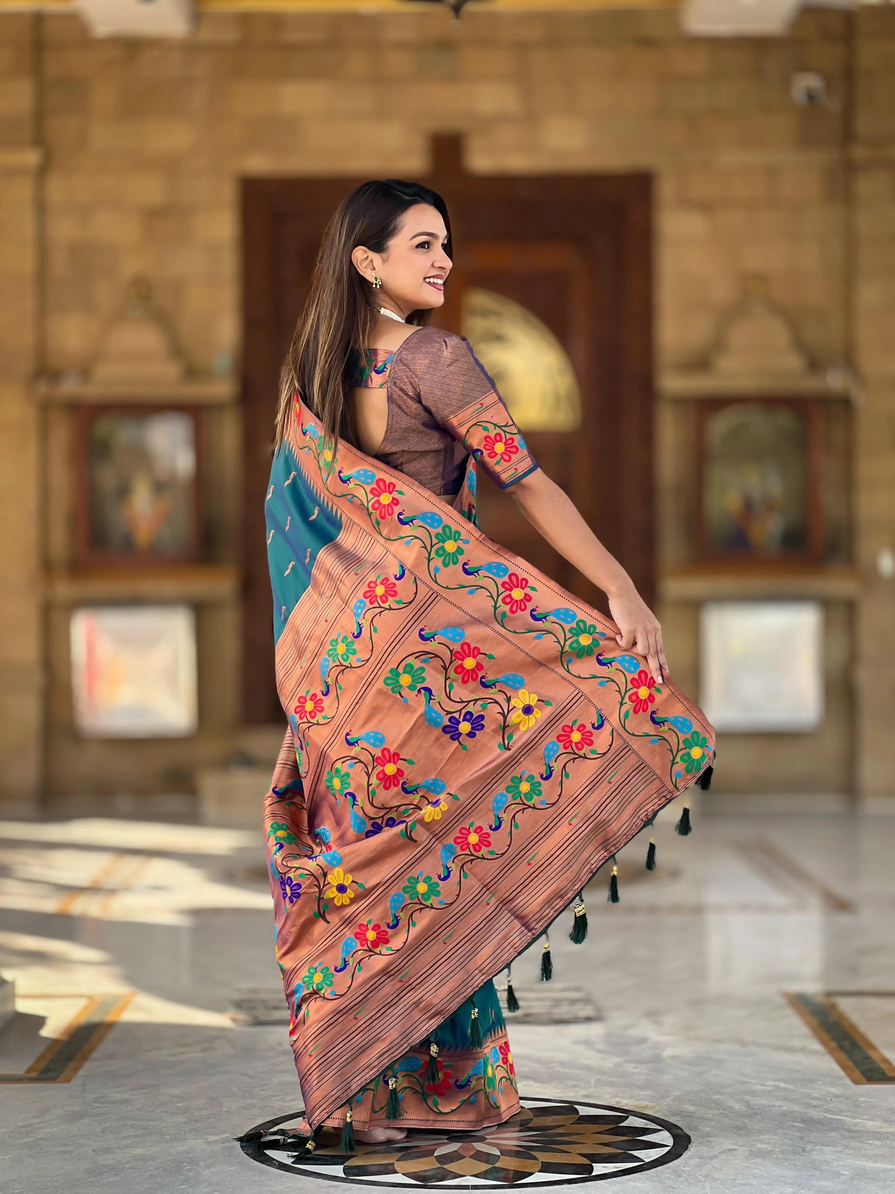 Soft Silk Peacock Design Paithani Saree