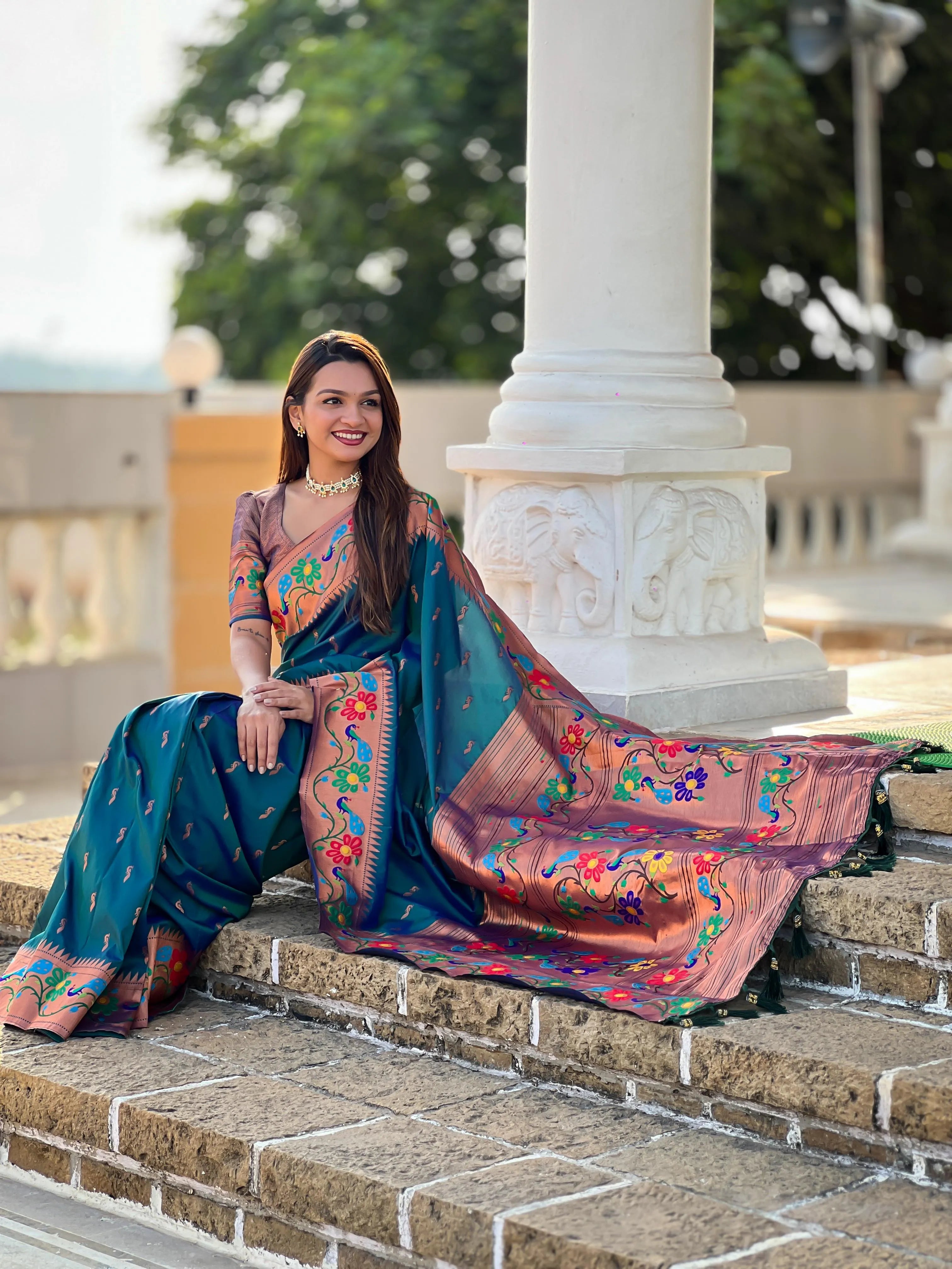 Soft Silk Peacock Design Paithani Saree