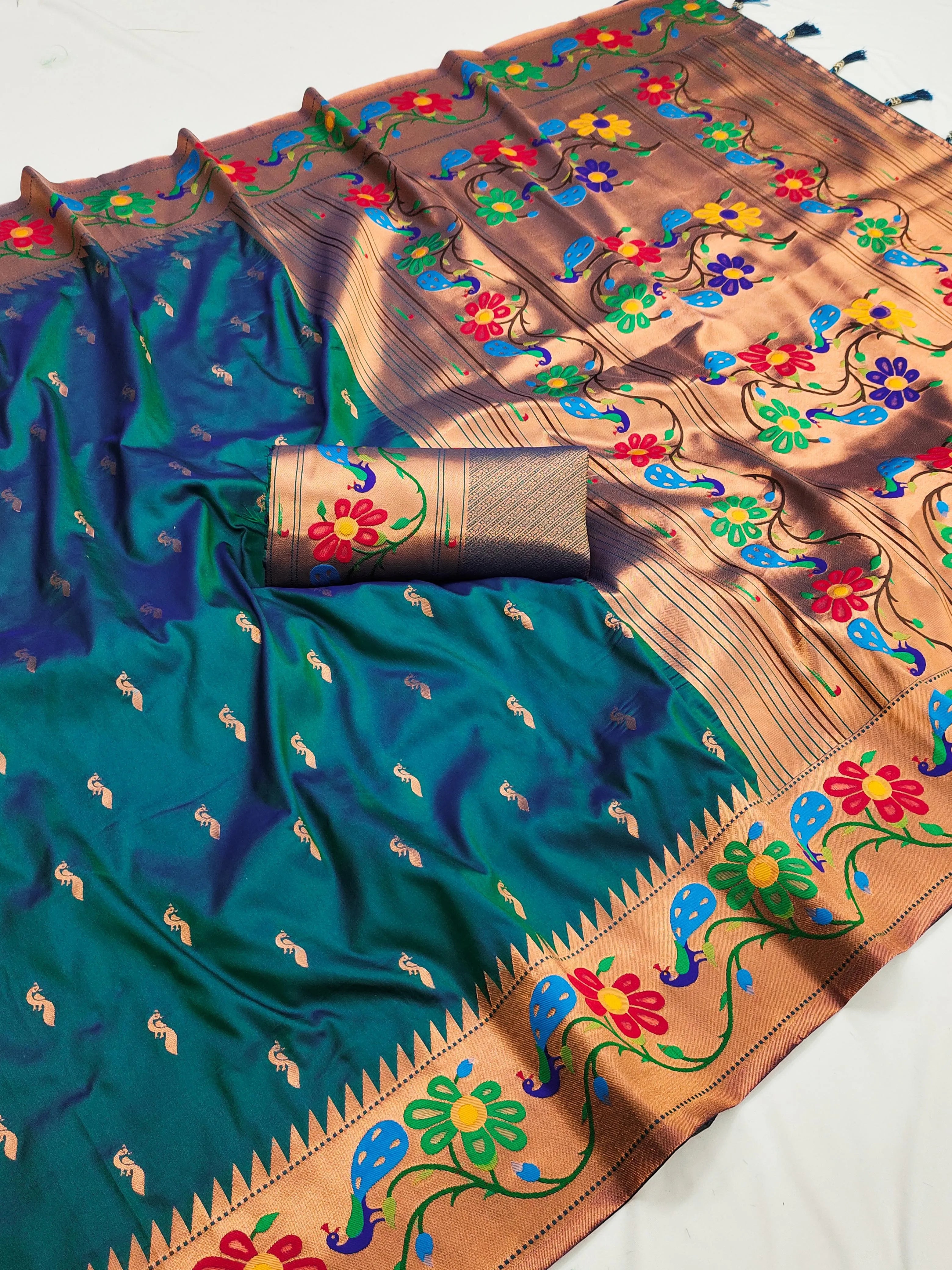 Soft Silk Peacock Design Paithani Saree