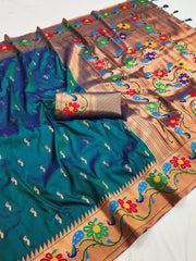 Soft Silk Peacock Design Paithani Saree