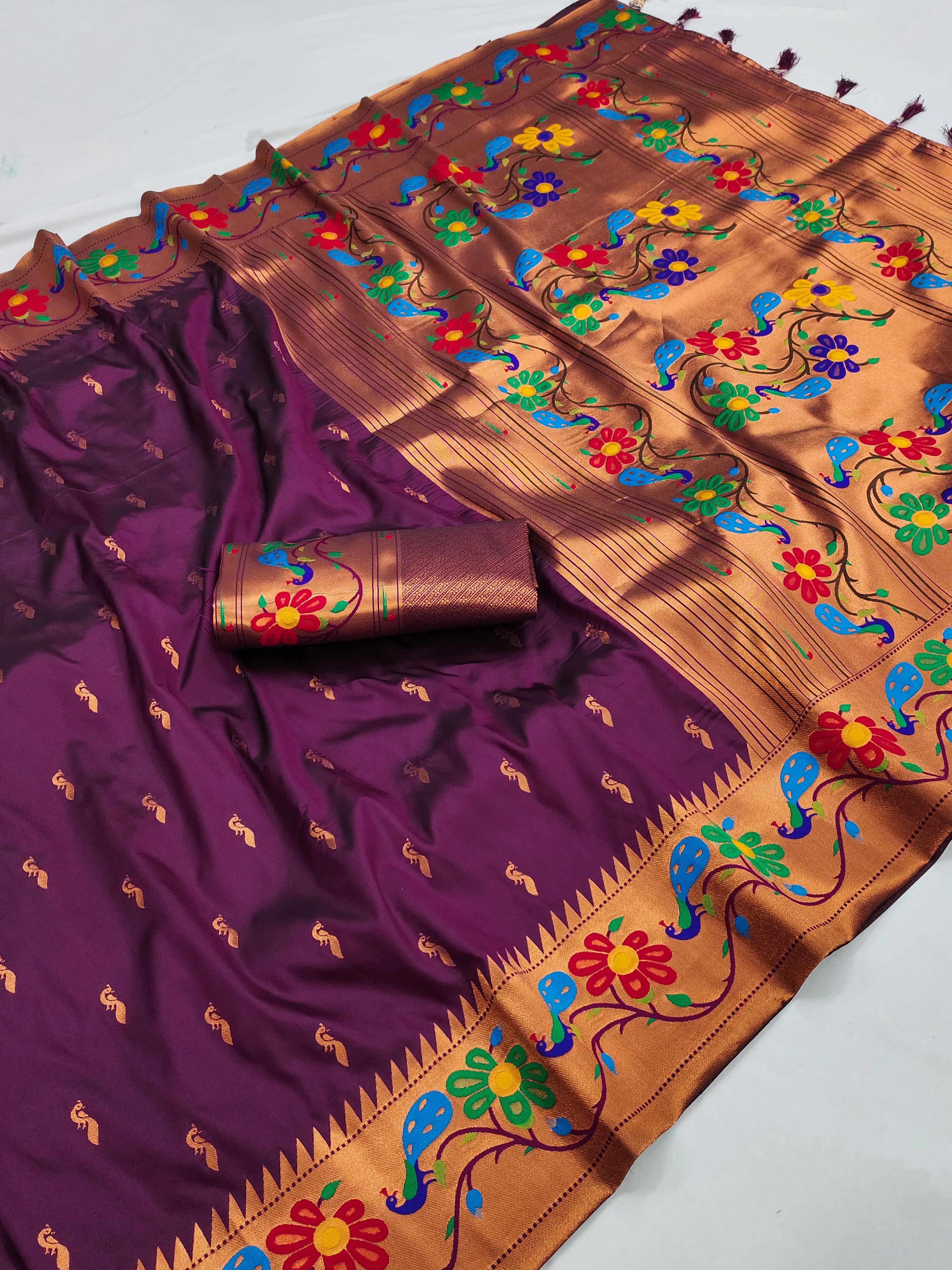 Soft Silk Peacock Design Paithani Saree