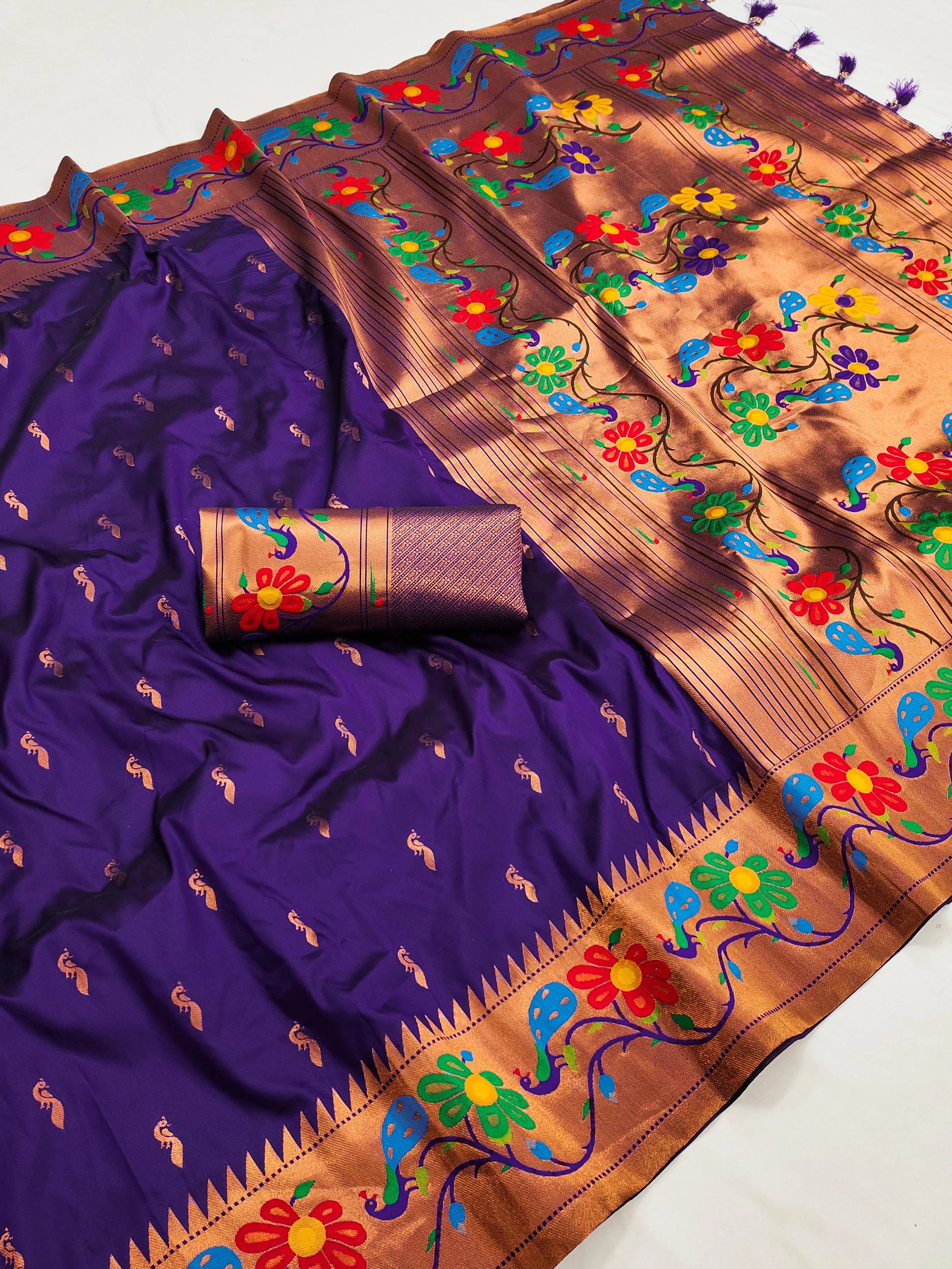 Soft Silk Peacock Design Paithani Saree