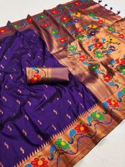 Soft Silk Peacock Design Paithani Saree