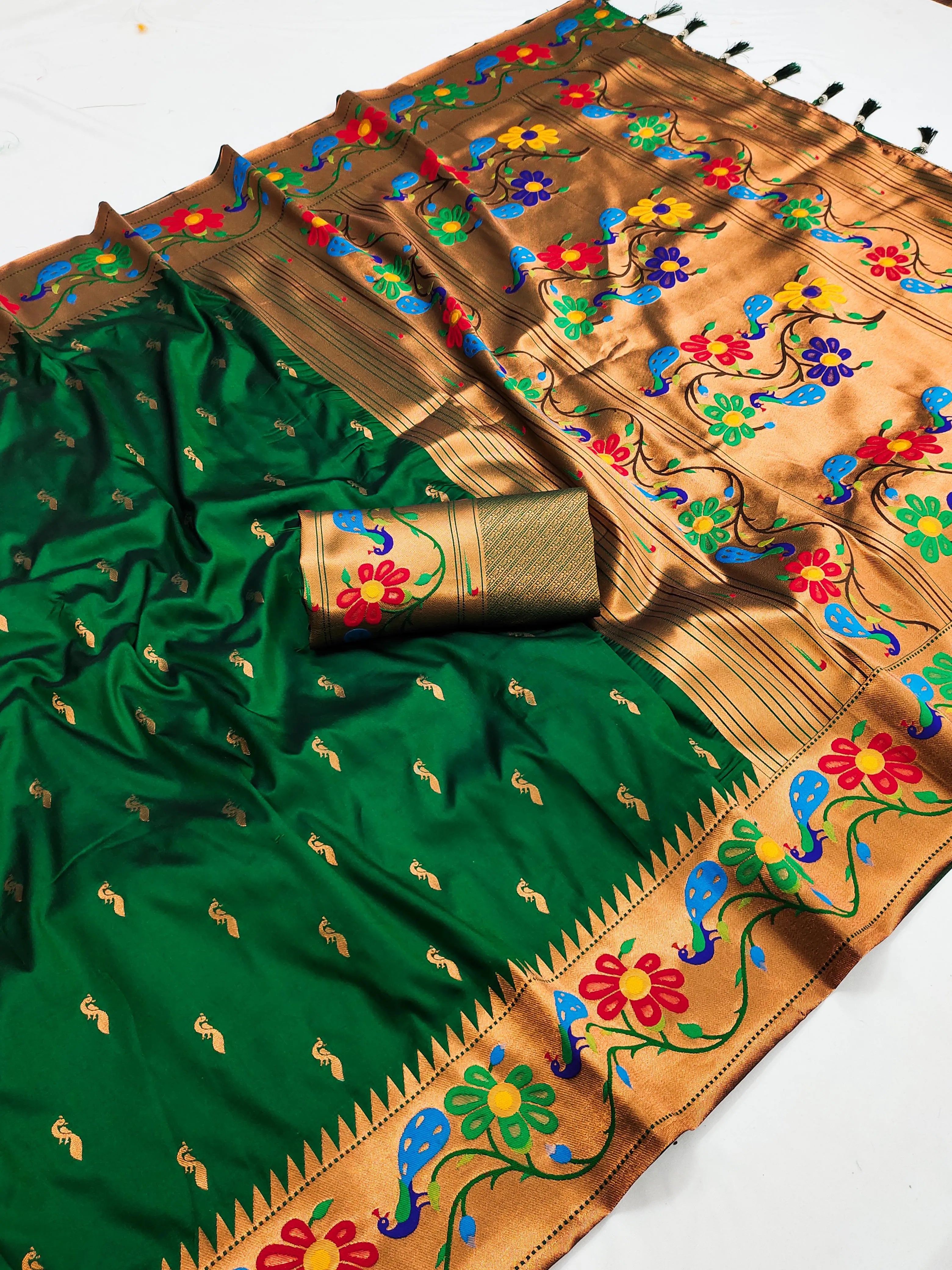 Soft Silk Peacock Design Paithani Saree