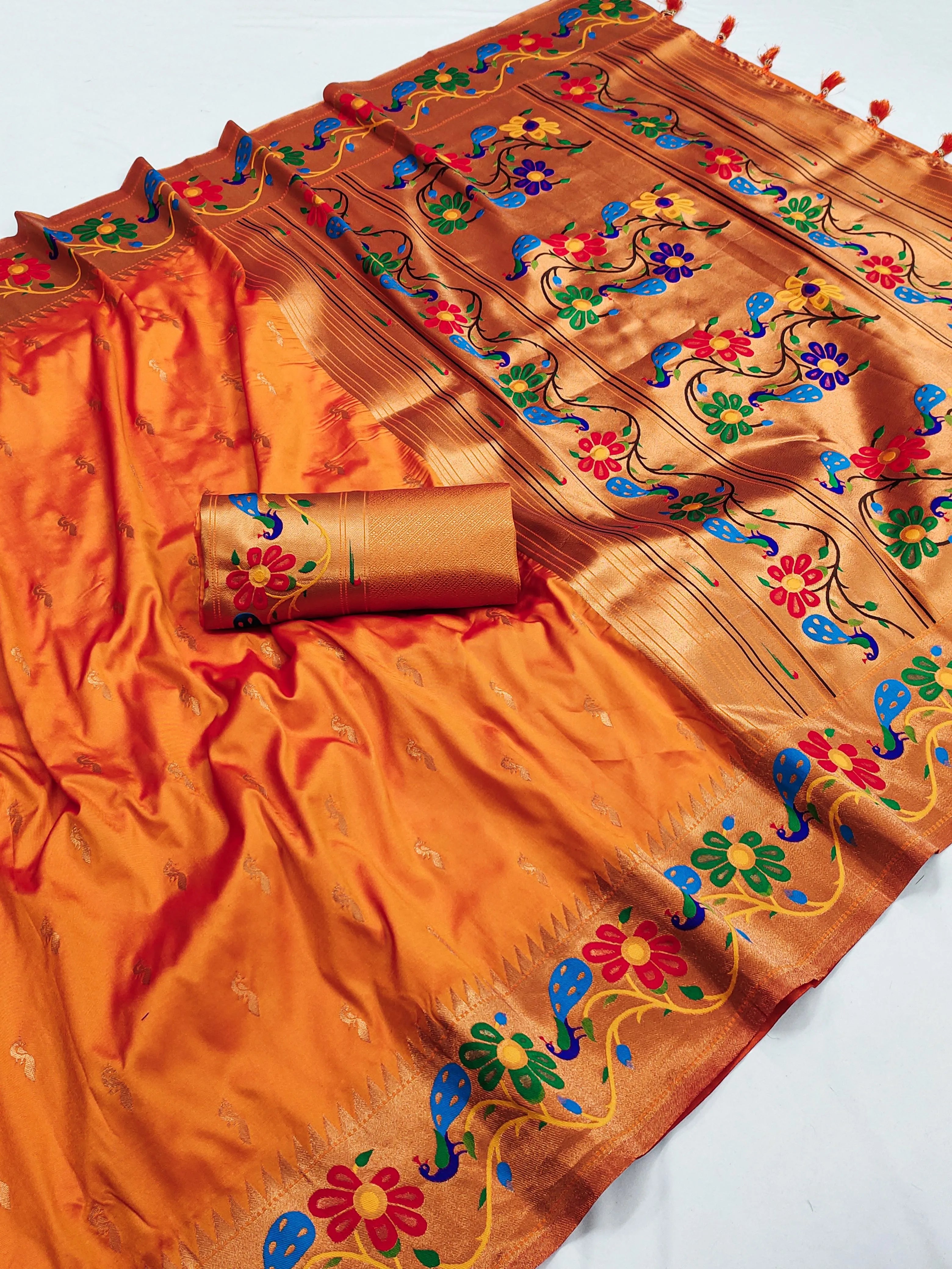 Soft Silk Peacock Design Paithani Saree