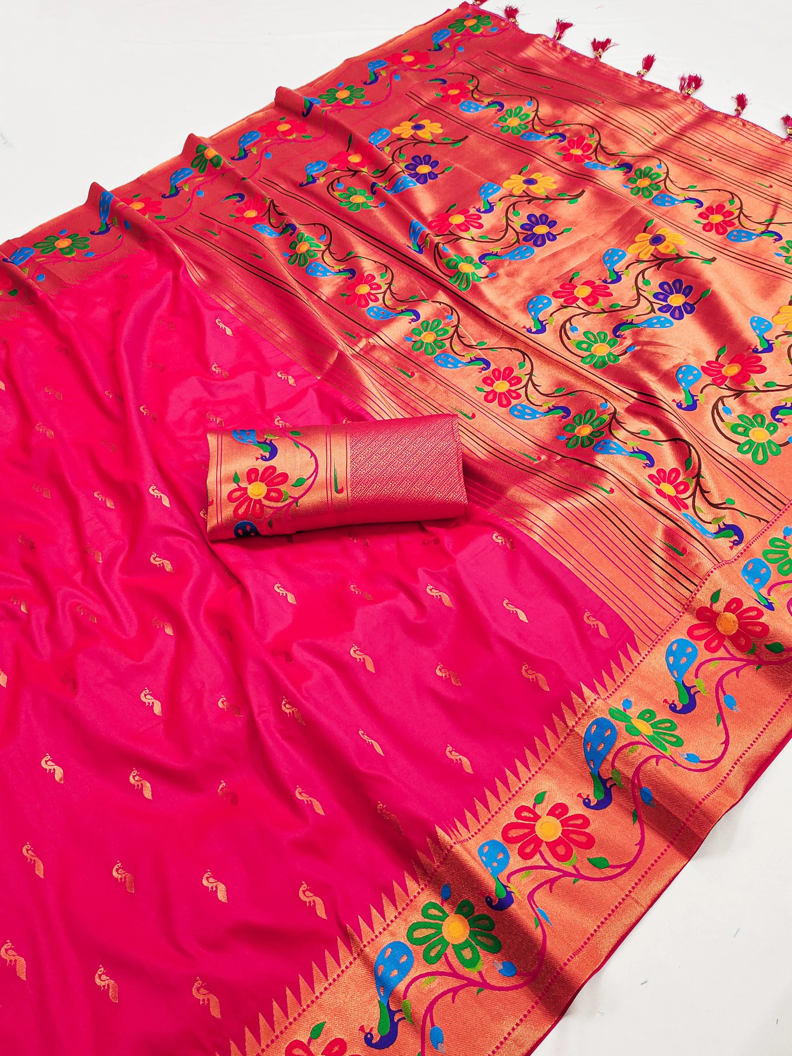 Soft Silk Peacock Design Paithani Saree