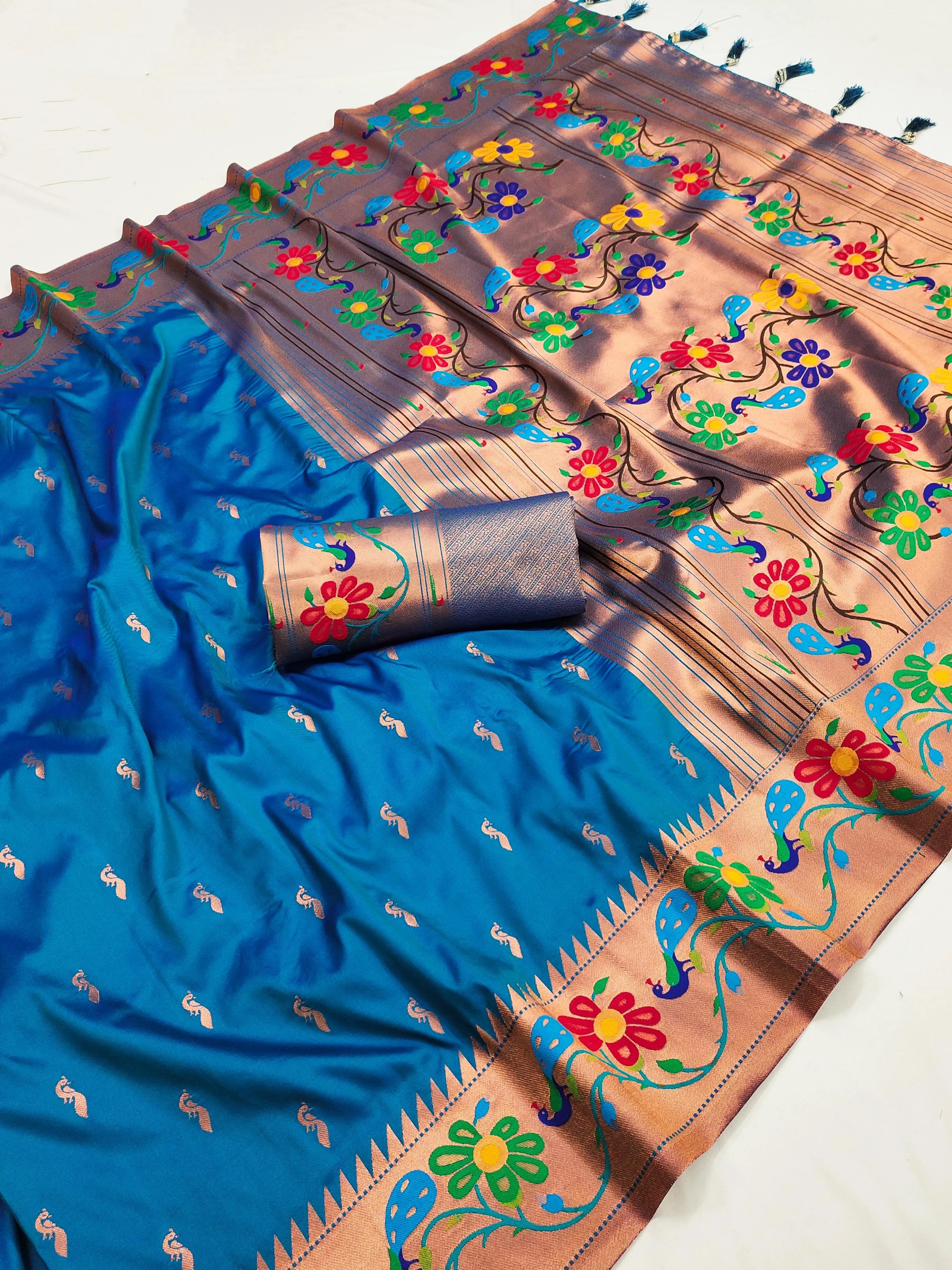 Soft Silk Peacock Design Paithani Saree