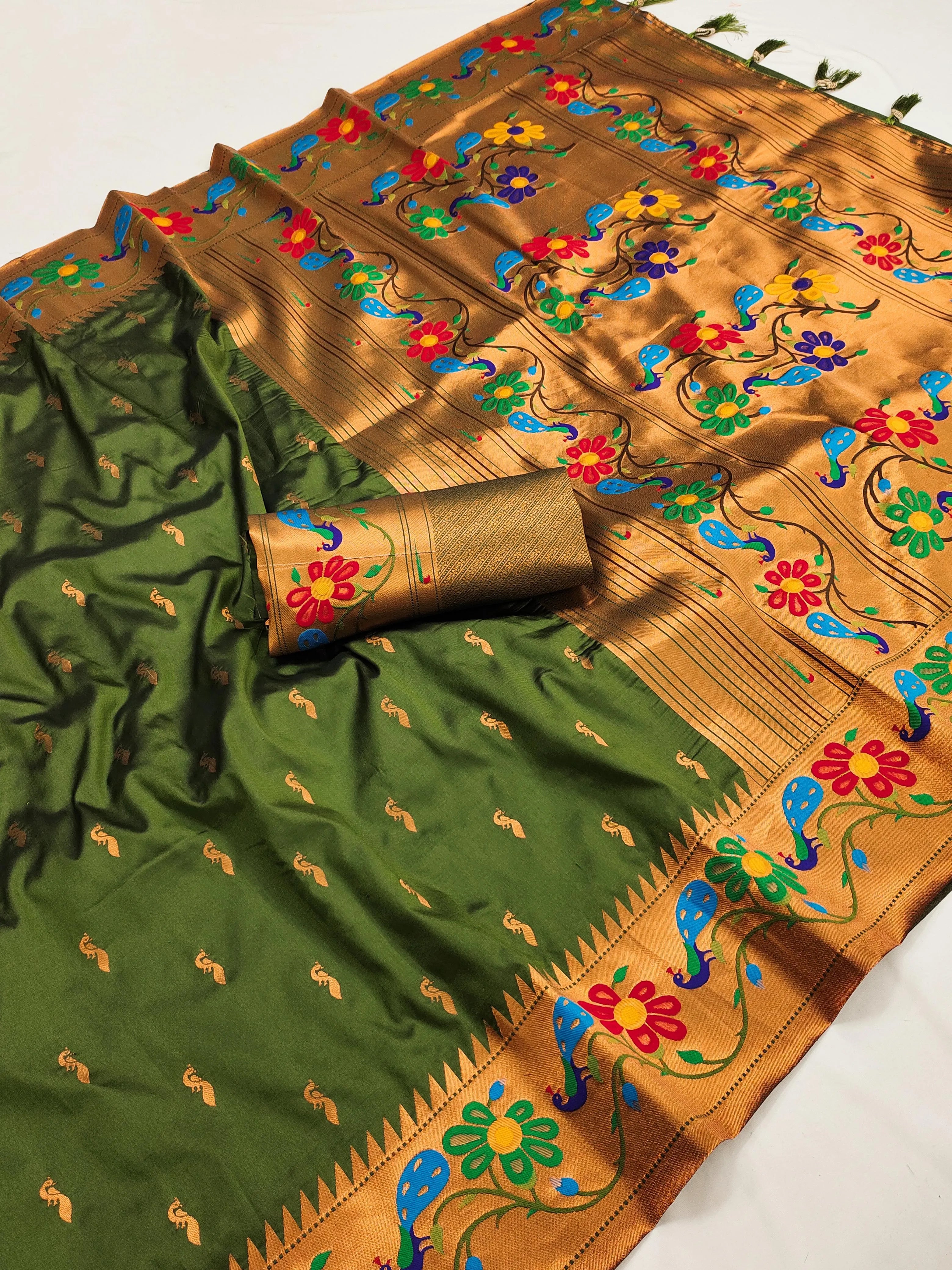 Soft Silk Peacock Design Paithani Saree