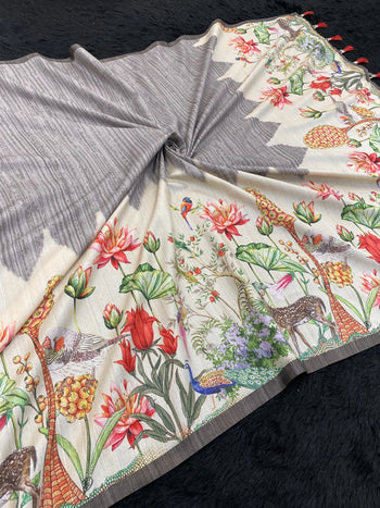 Kolam Silk Shibori Digital Printed Pichwai Saree