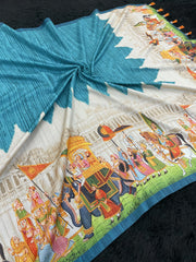 Kolam Silk Shibori Digital Printed Pichwai Saree