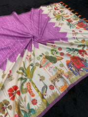 Kolam Silk Shibori Digital Printed Pichwai Saree