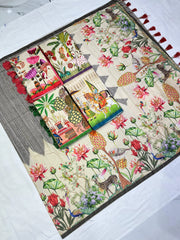 Kolam Silk Shibori Digital Printed Pichwai Saree