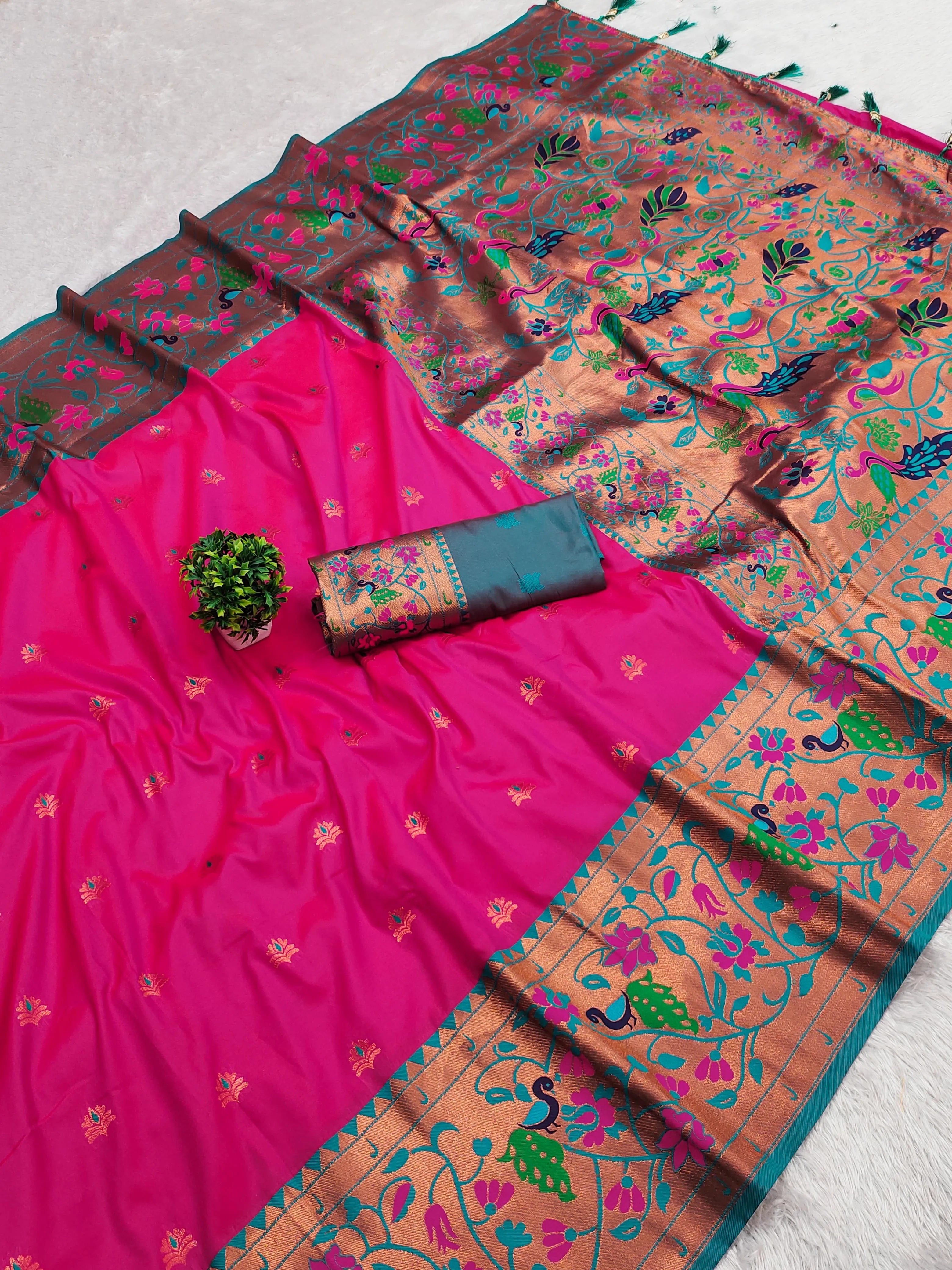 Paithani Soft Silk Meenakari Paithani Saree