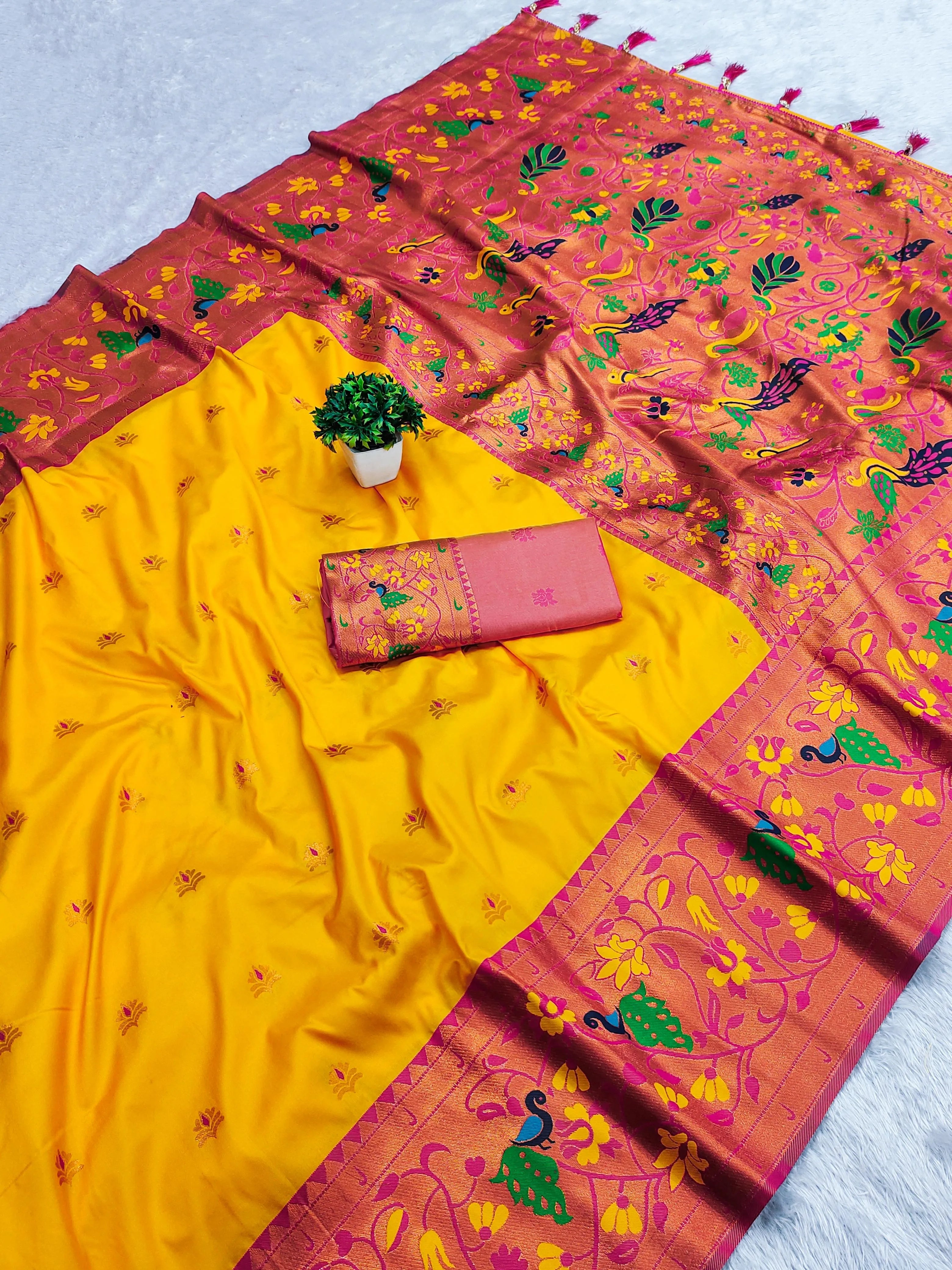 Paithani Soft Silk Meenakari Paithani Saree
