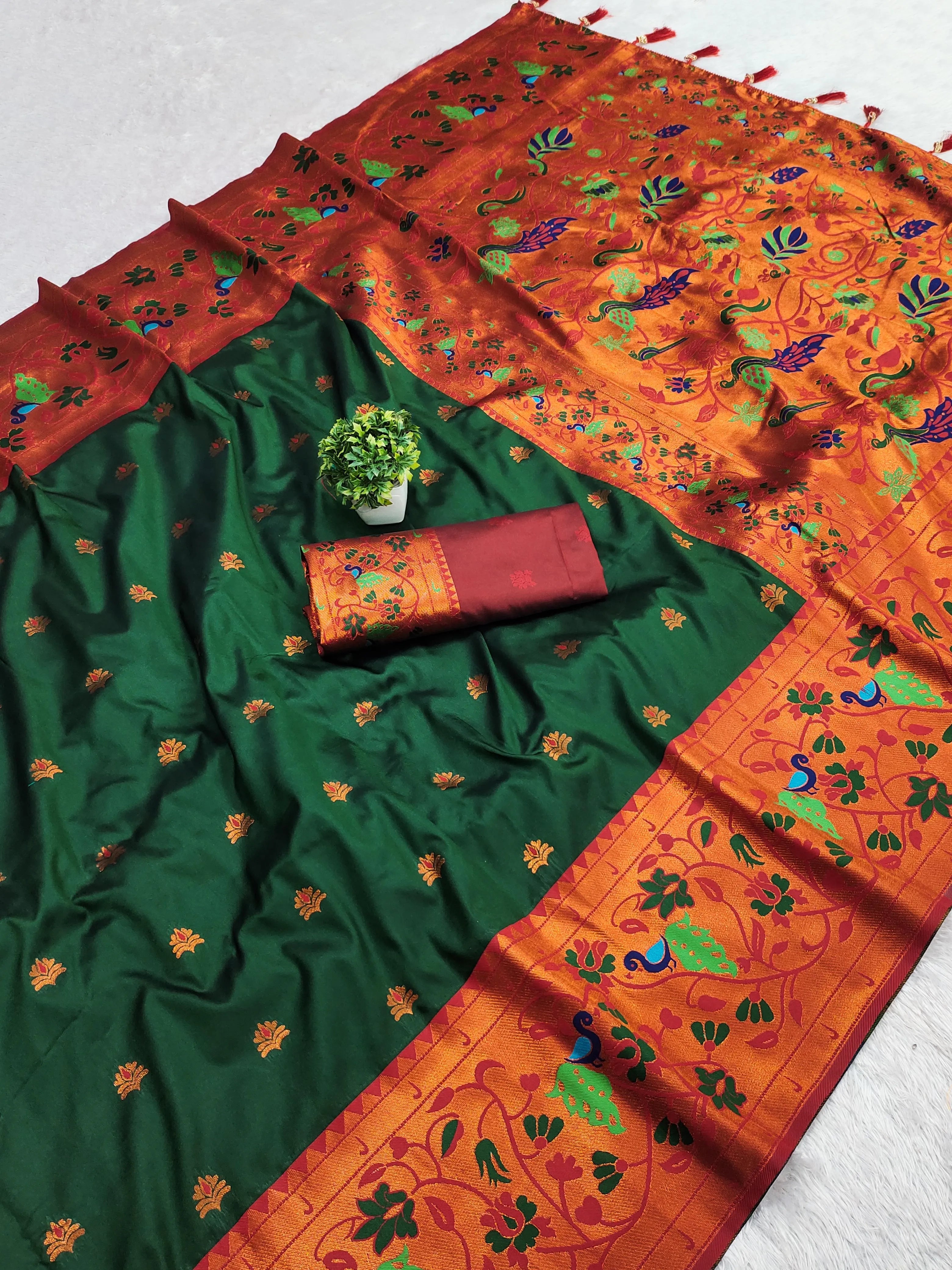 Paithani Soft Silk Meenakari Paithani Saree