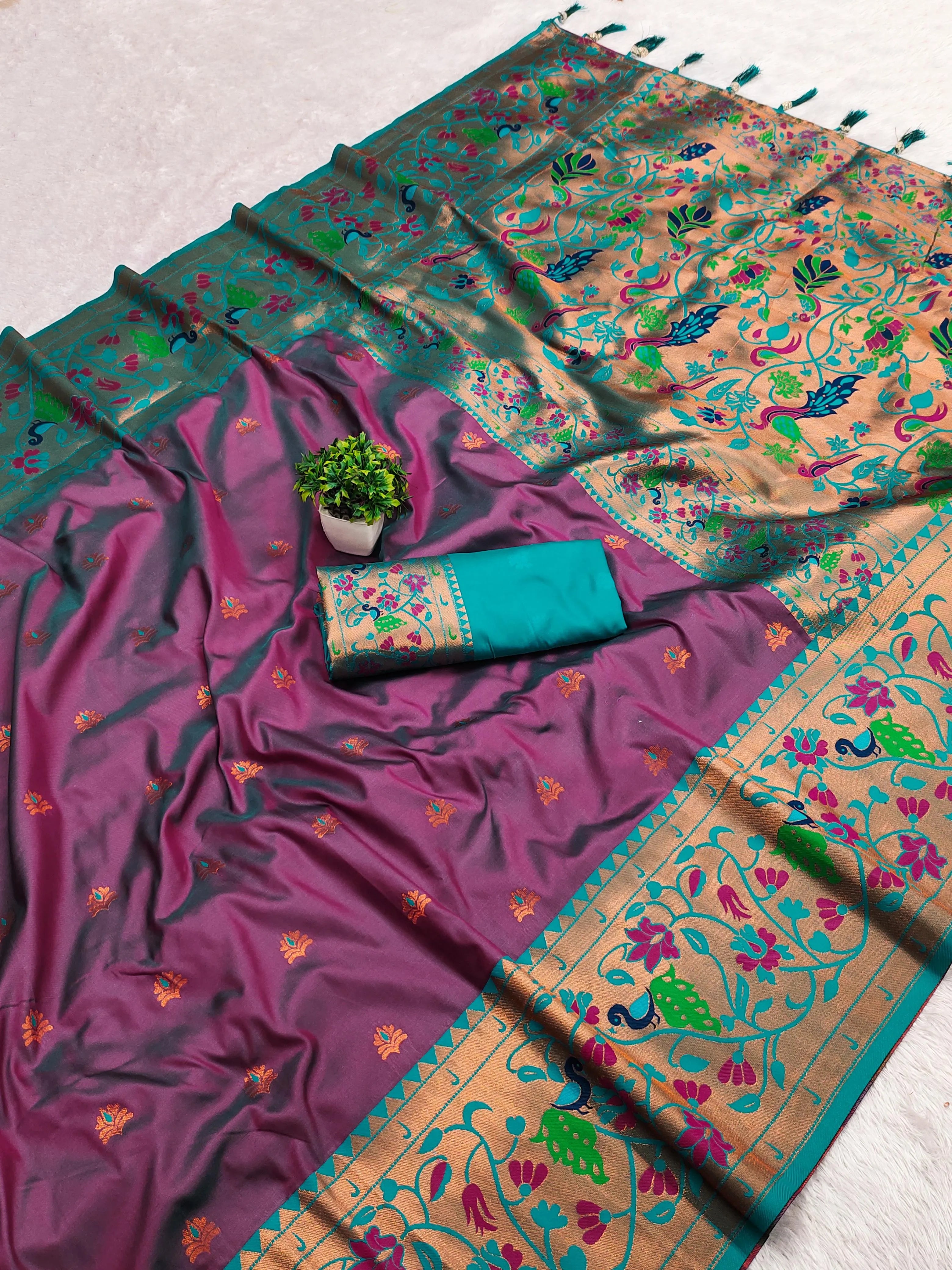 Paithani Soft Silk Meenakari Paithani Saree