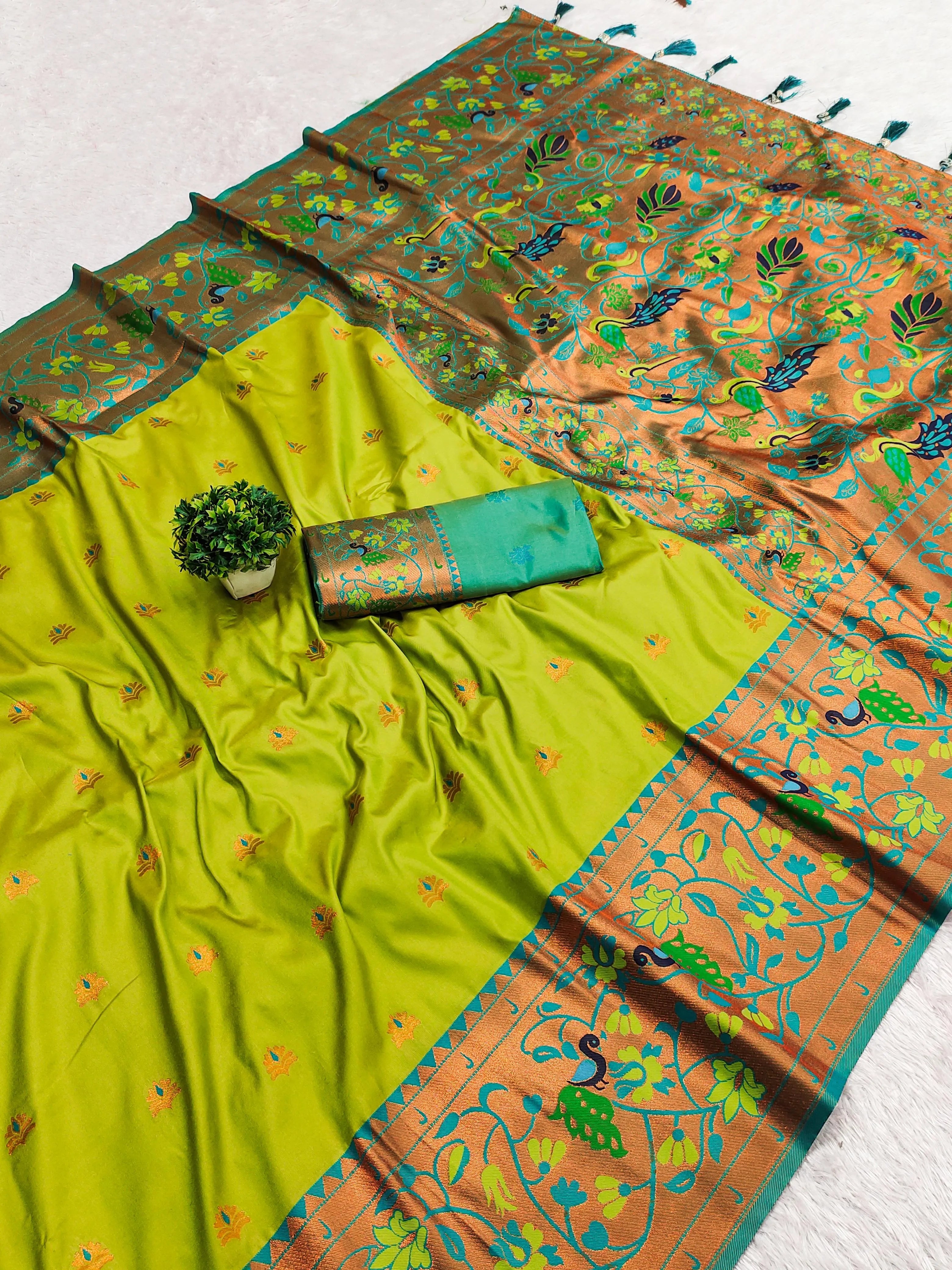 Paithani Soft Silk Meenakari Paithani Saree