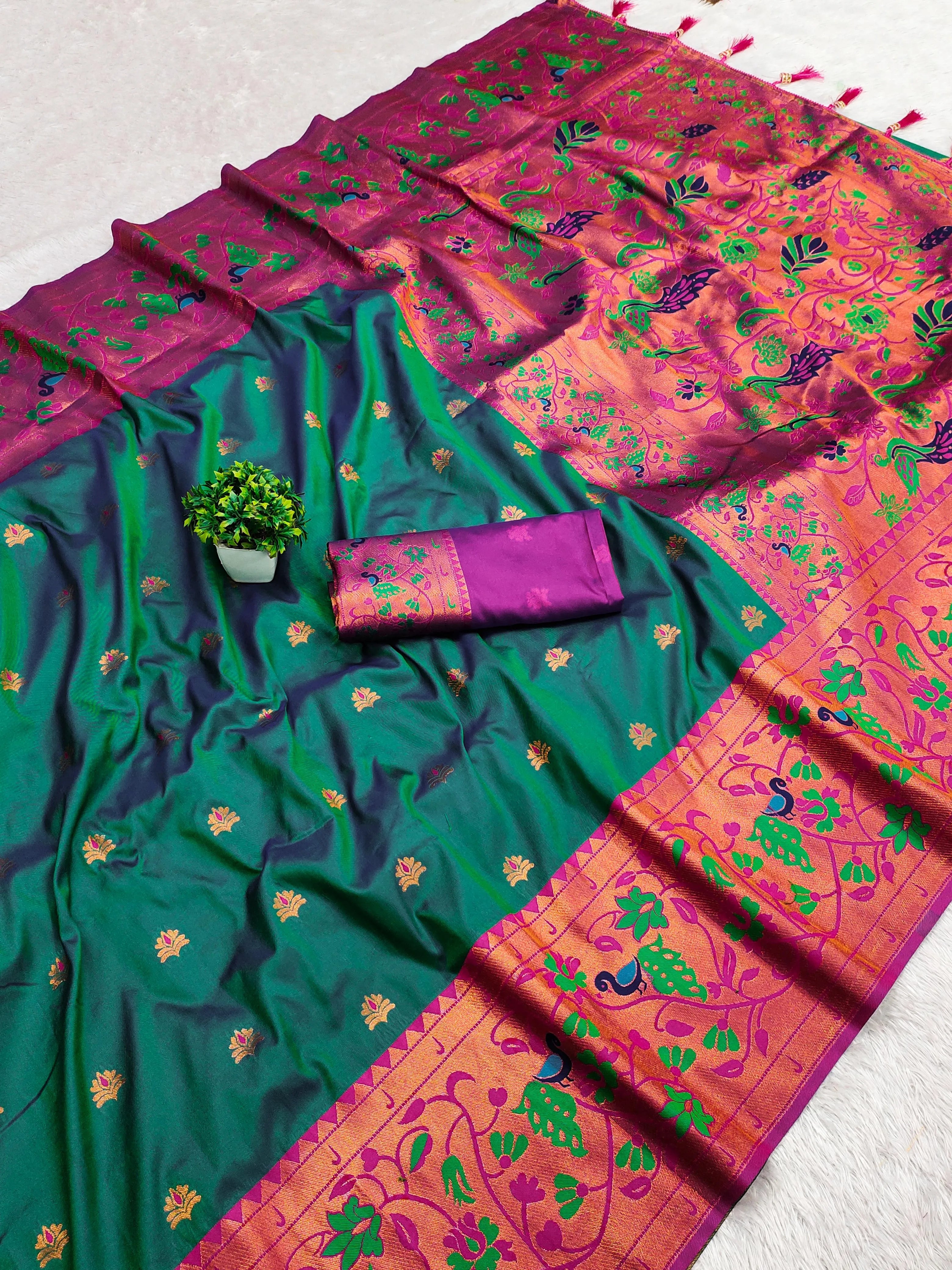Paithani Soft Silk Meenakari Paithani Saree