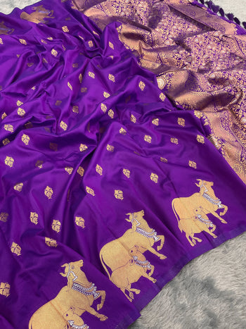 Moonga Silk Nandi Border Banarasi Saree