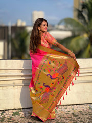 Peacock Soft Silk Wedding Paithani Saree