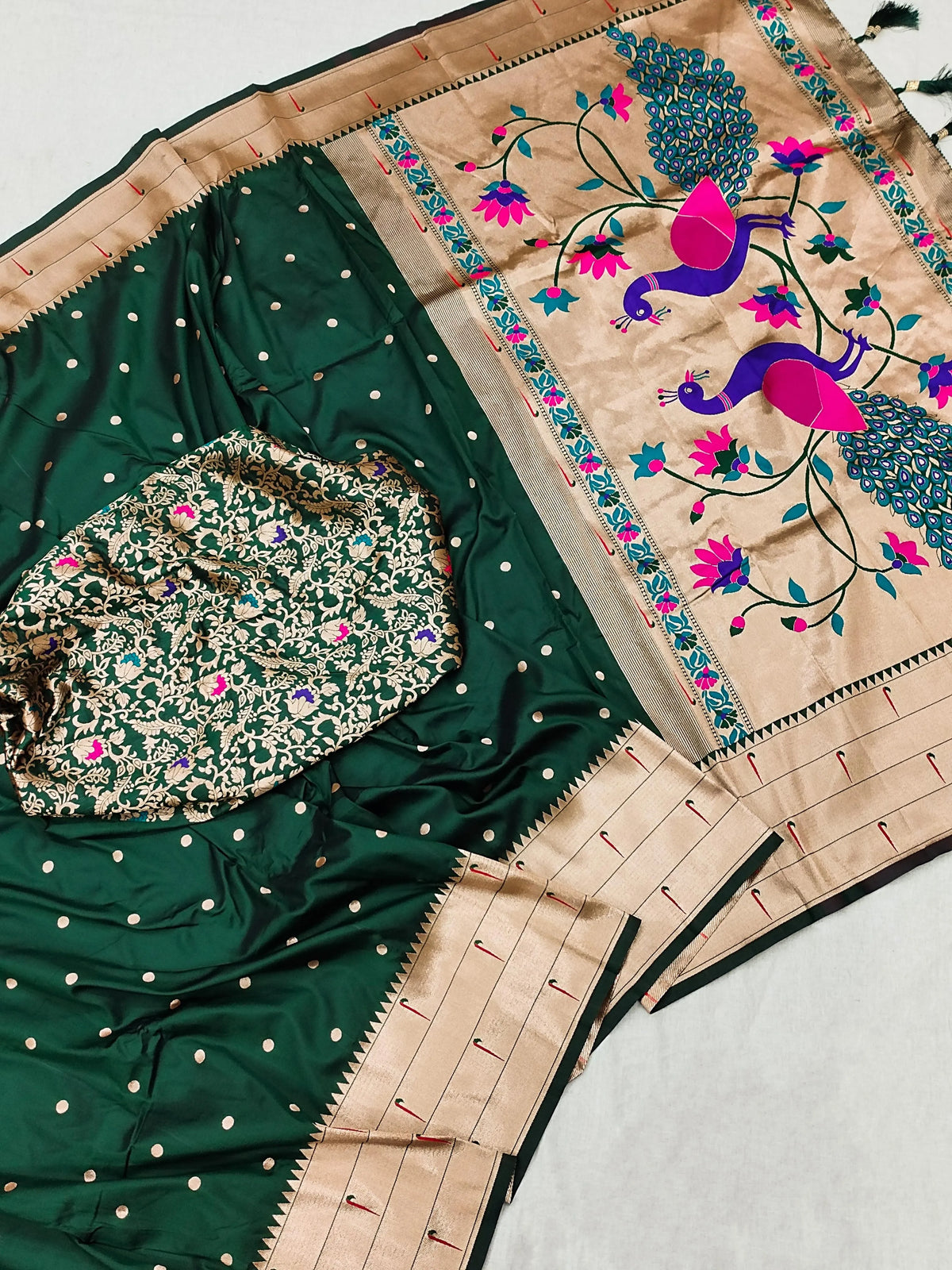 Peacock Soft Silk Wedding Paithani Saree