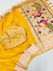 Peacock Soft Silk Wedding Paithani Saree