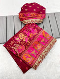 Soft Silk Pashmina Kashmiri Thread Lace Saree