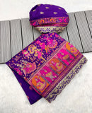 Soft Silk Pashmina Kashmiri Thread Lace Saree