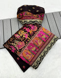 Soft Silk Pashmina Kashmiri Thread Lace Saree