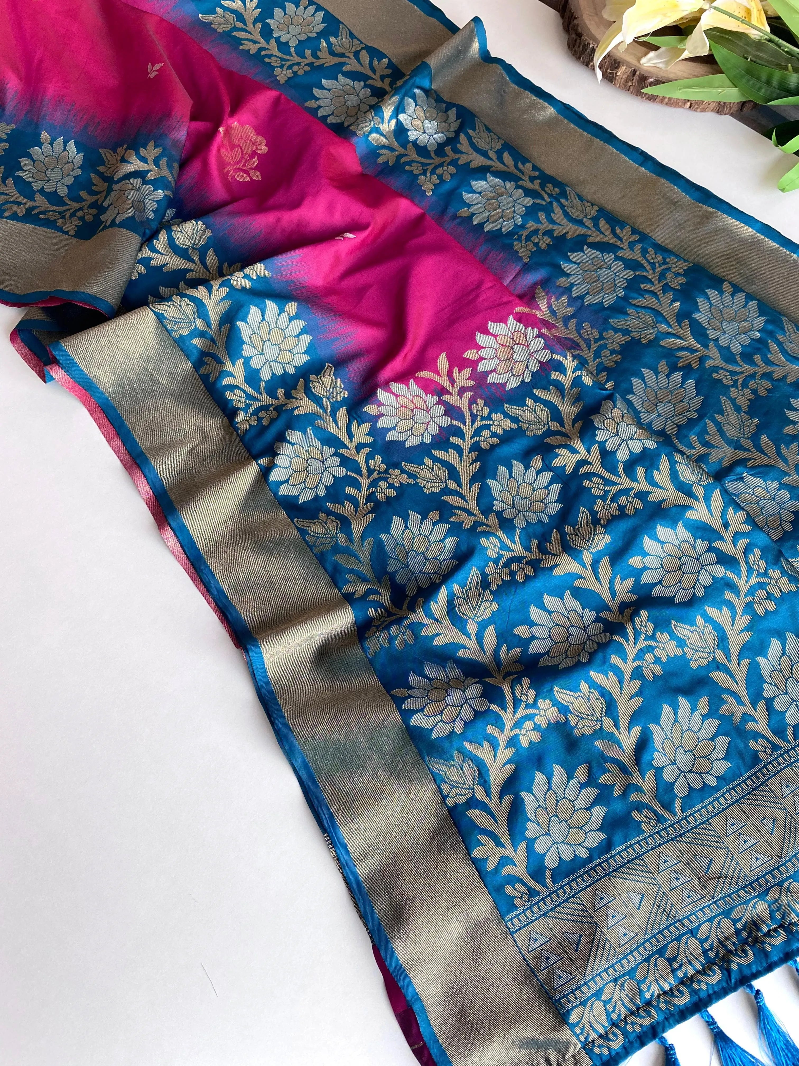 Dual Tone Contrast Pallu Designer Saree