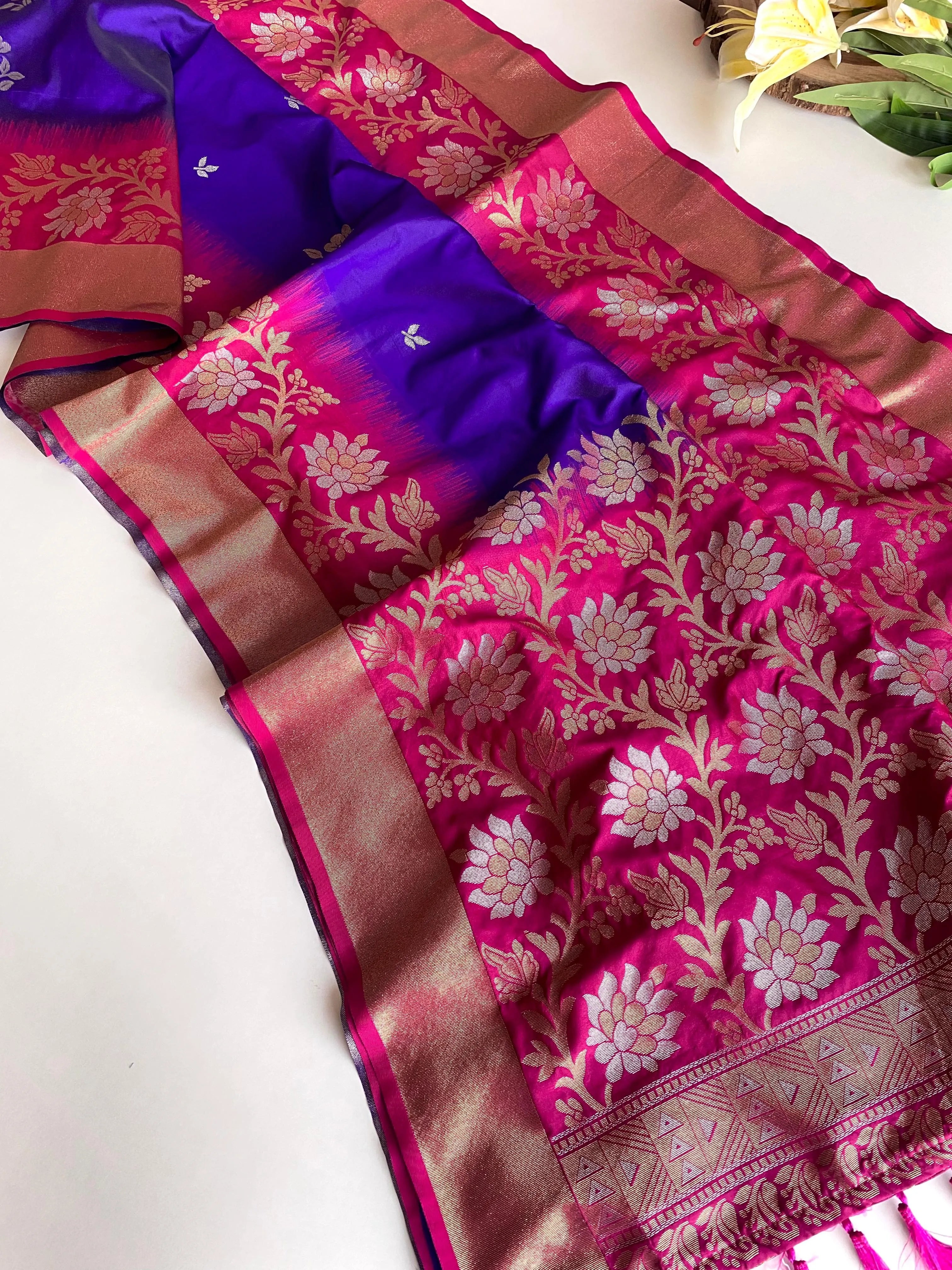 Dual Tone Contrast Pallu Designer Saree