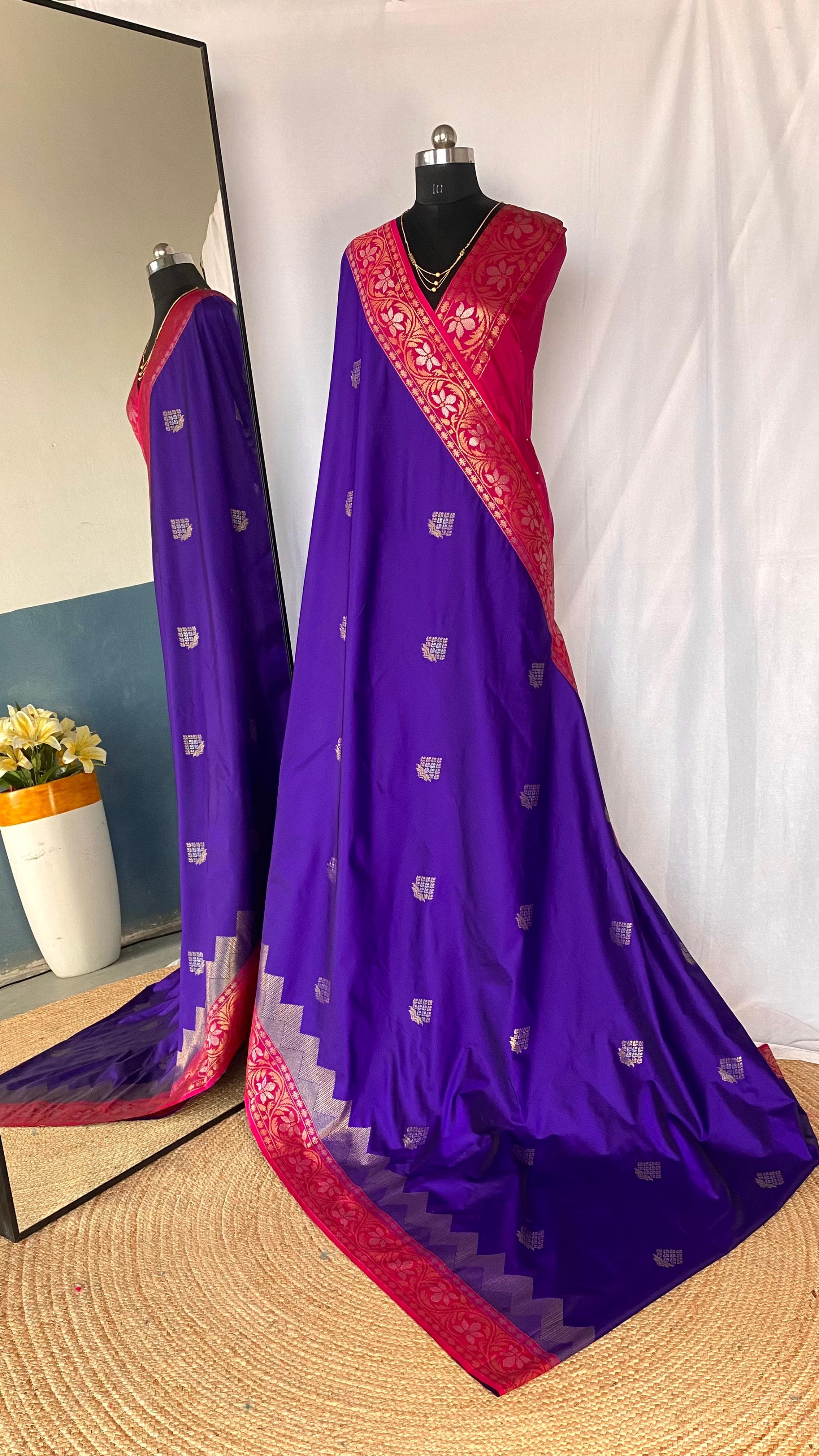 Dual Tone Designer Banarasi Soft Silk Saree