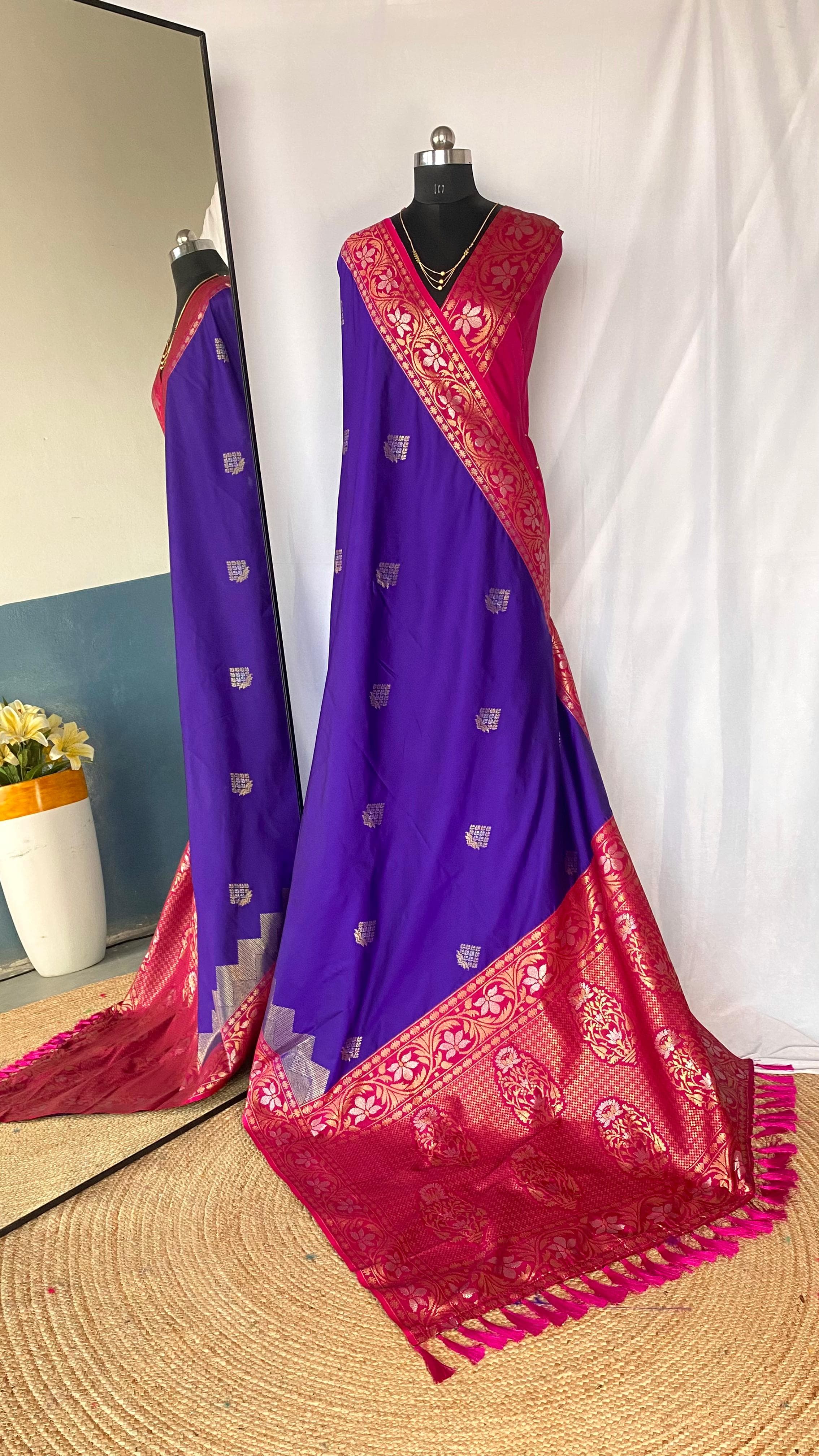 Dual Tone Designer Banarasi Soft Silk Saree