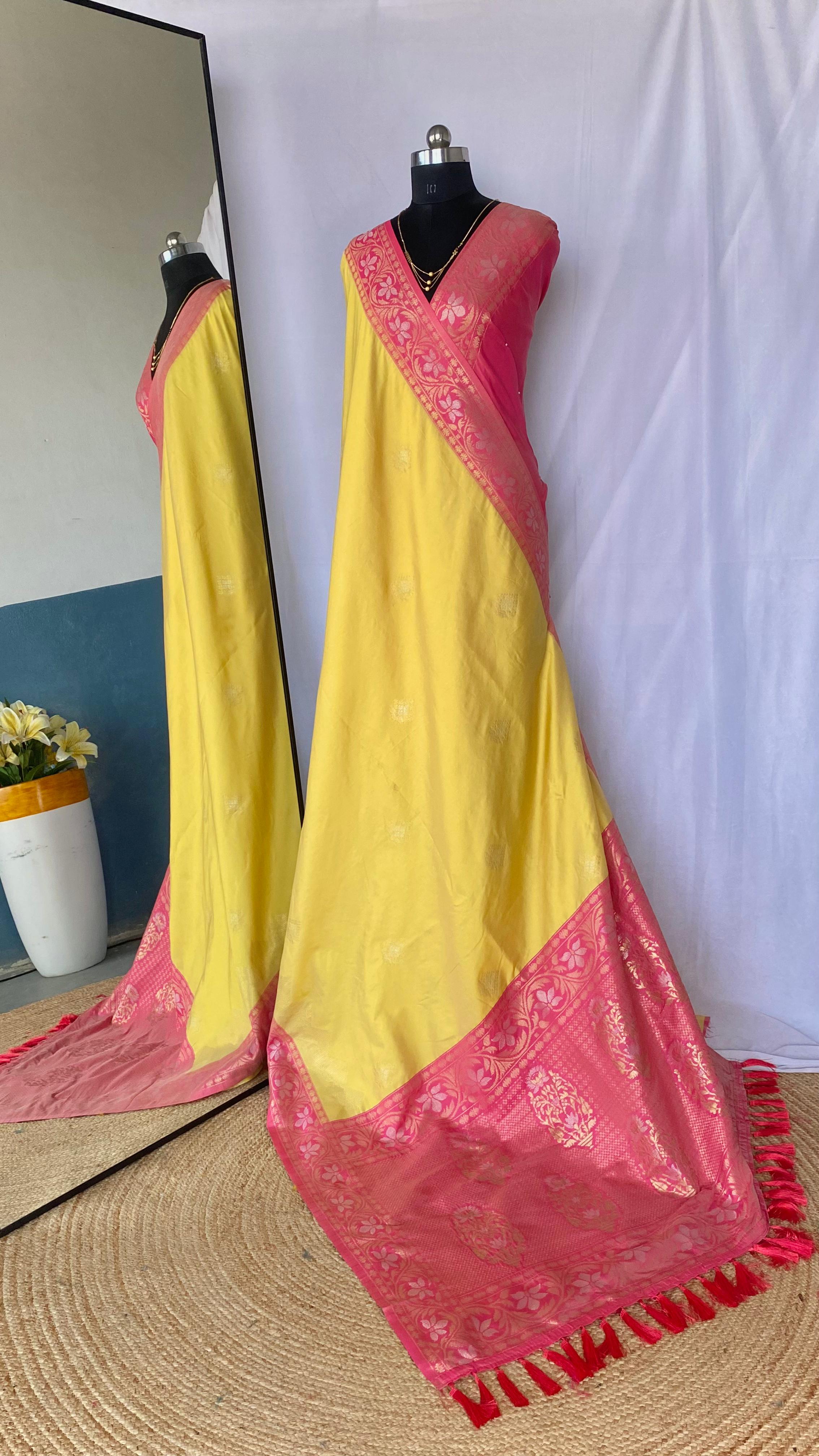Dual Tone Designer Banarasi Soft Silk Saree
