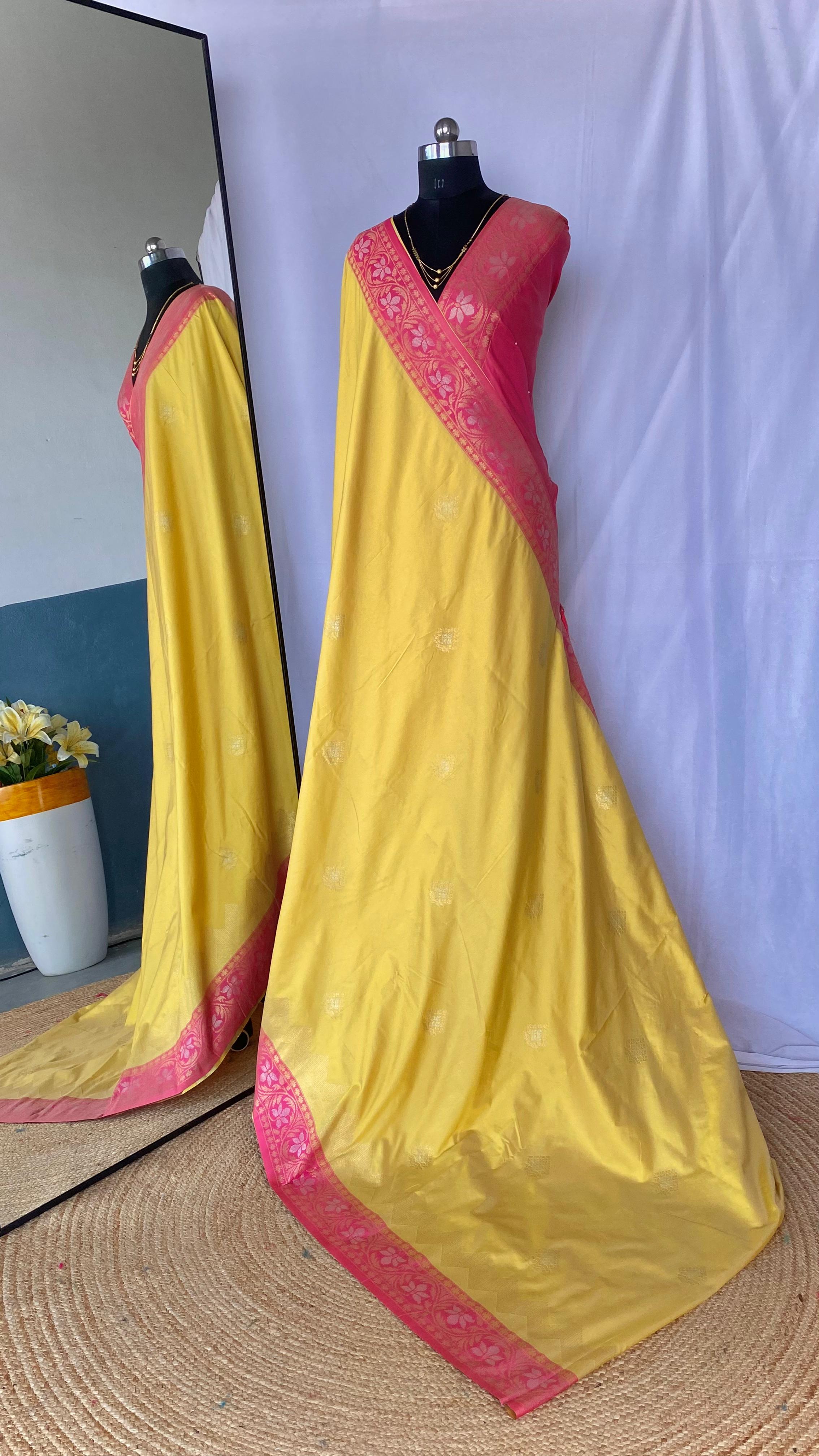 Dual Tone Designer Banarasi Soft Silk Saree