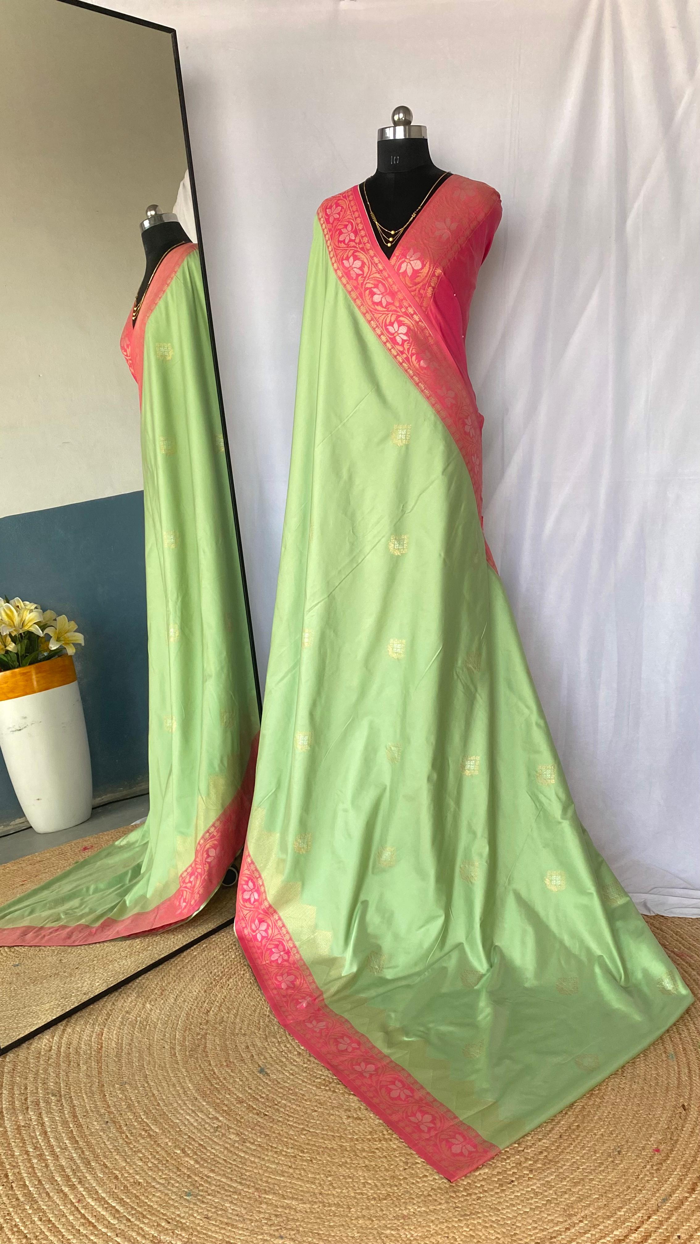 Dual Tone Designer Banarasi Soft Silk Saree